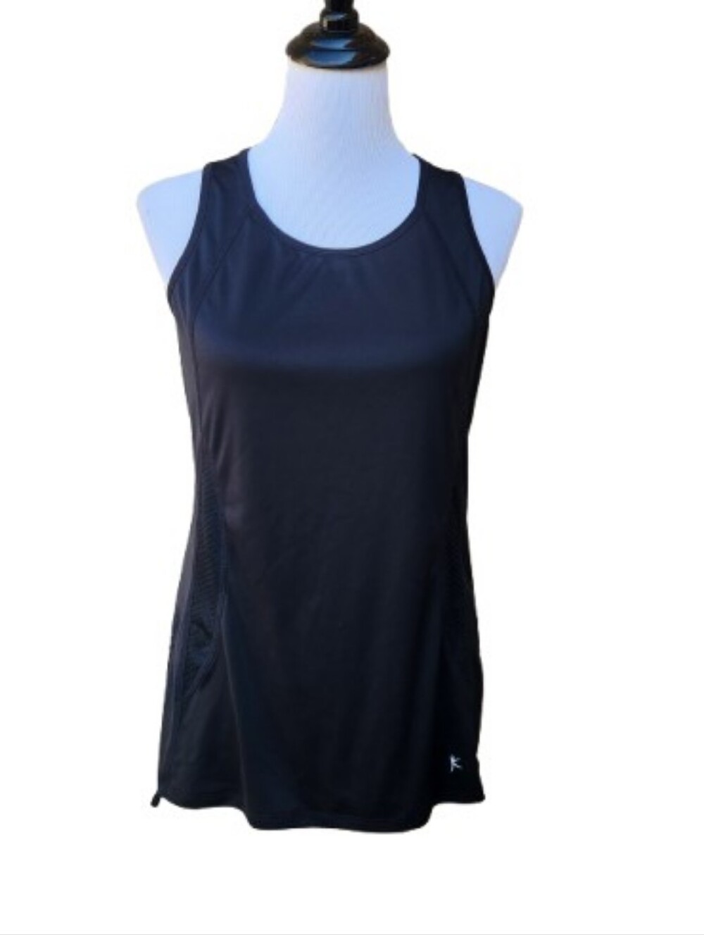 Danskin Black Racerback Tank Top Fitness Cinch Sides Solid Athletic Gym Workout